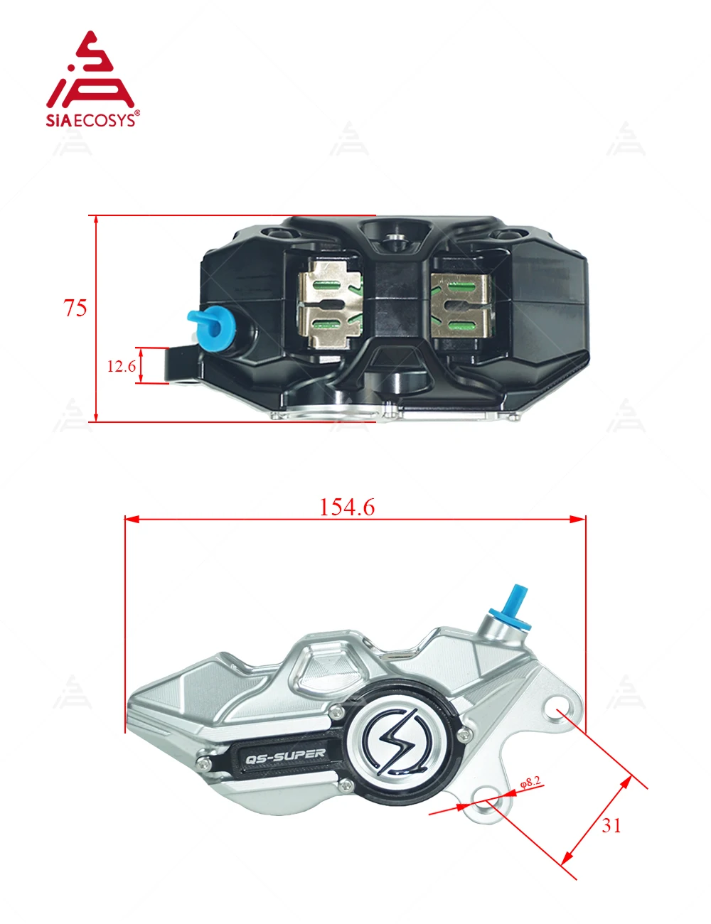 QS 4ピストン 220mm 鍛造アルミディスクブレーキキャ - Forged Front Brake Caliper 4 Piston のレビューと価格